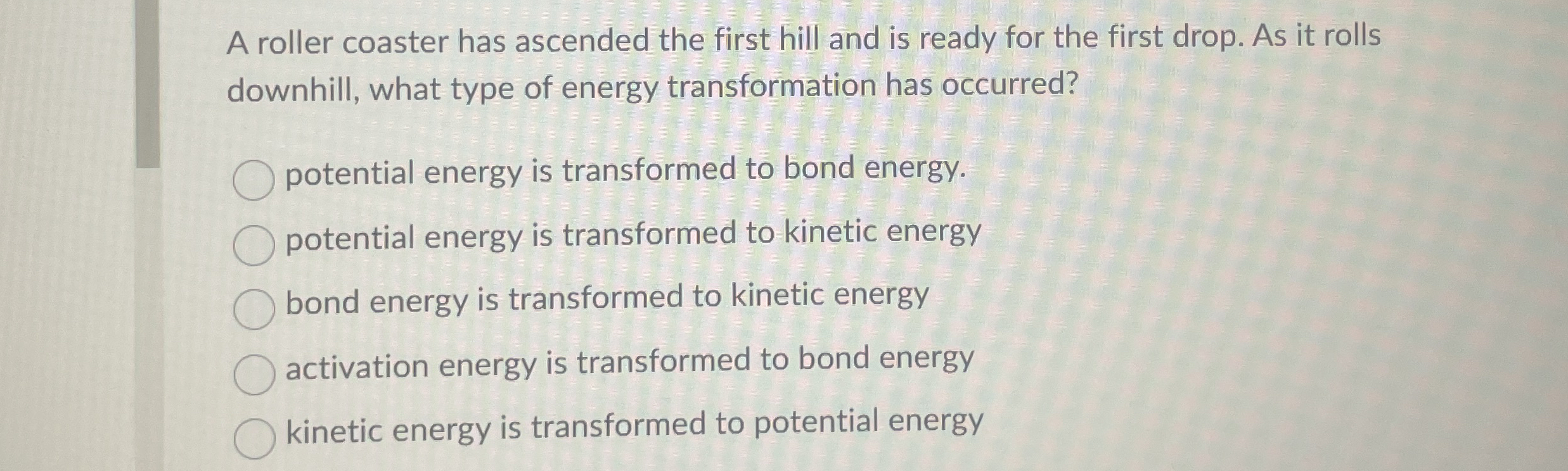 A roller coaster has ascended the first hill and