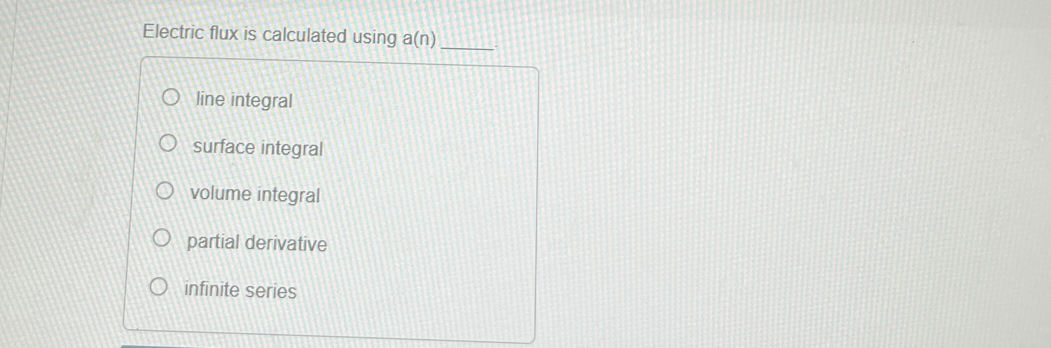 Electric flux is calculated using a ( n ) q , 1