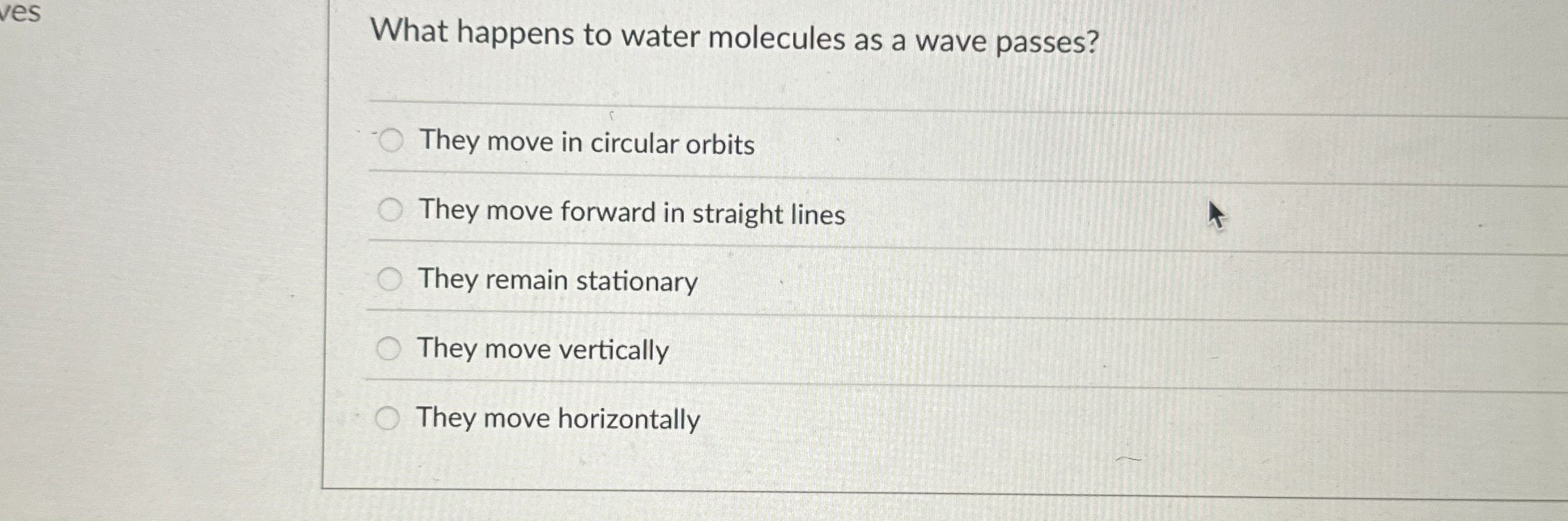 What happens to water molecules as a wave passes?