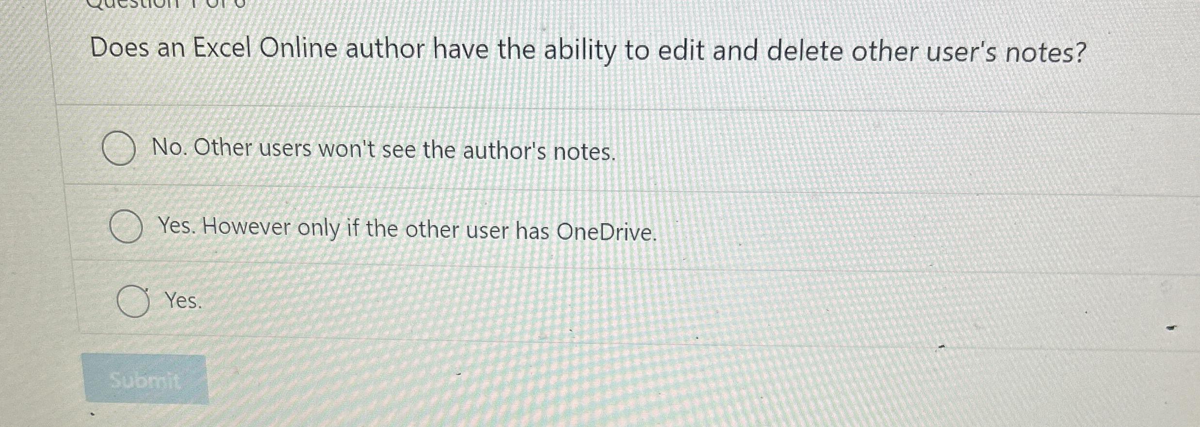Does an Excel Online author have the ability to