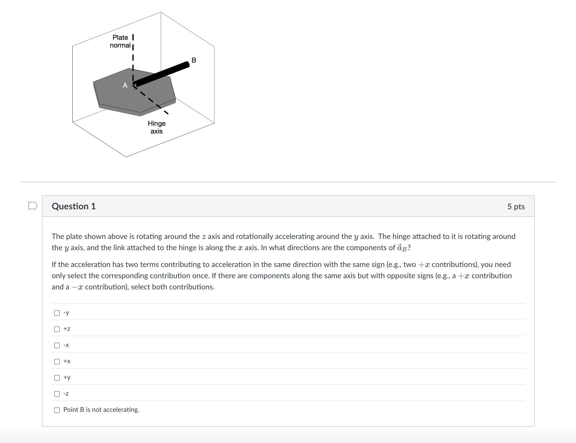 Question 1 The plate shown above is rotating