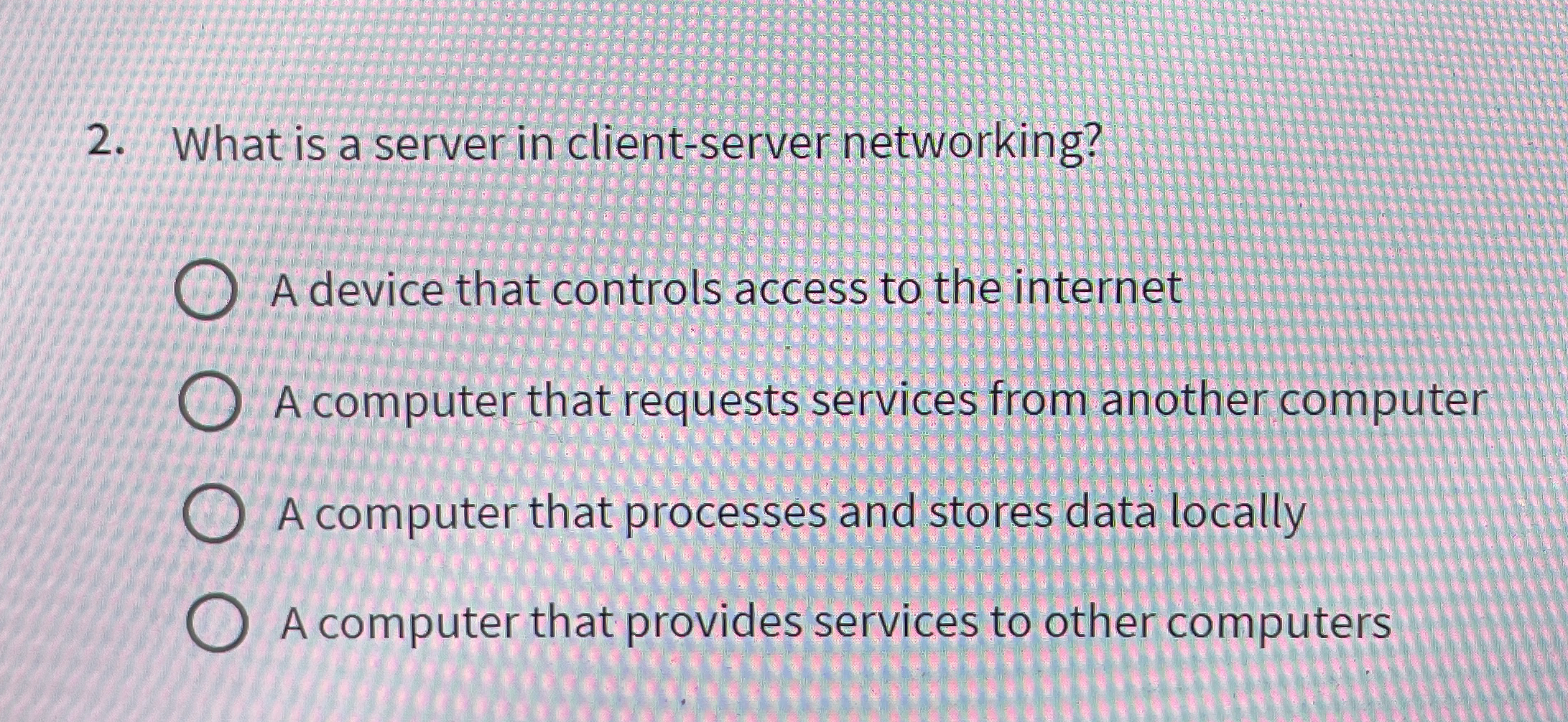 What is a server in client - server networking? A