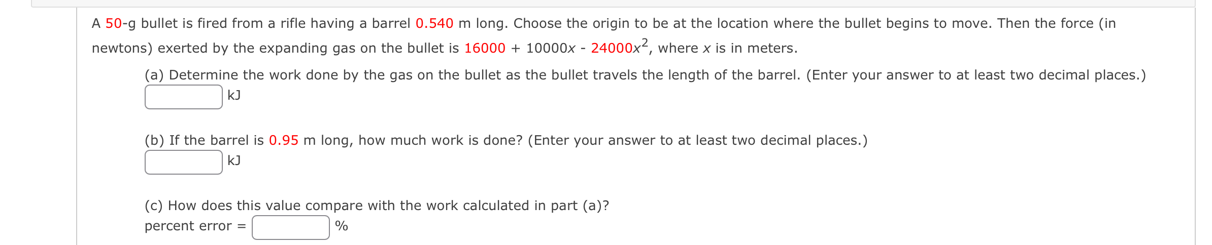 A 5 0 - g bullet is fired from a rifle having a