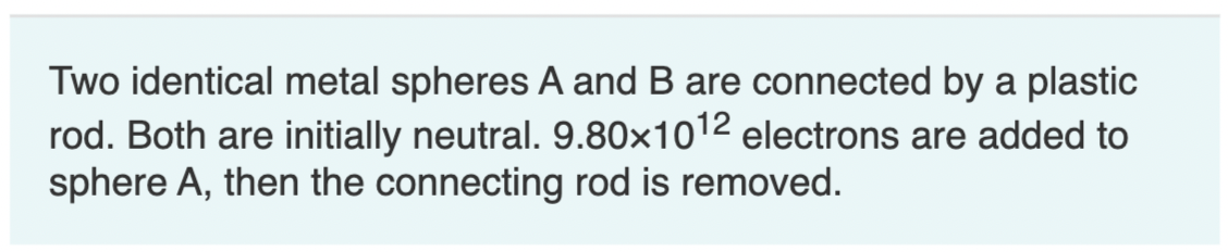 Two identical metal spheres A and B are connected