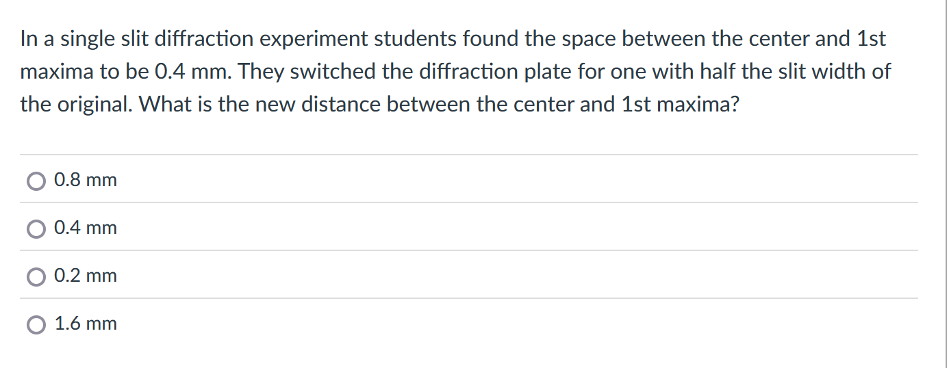 In a single slit diffraction experiment students