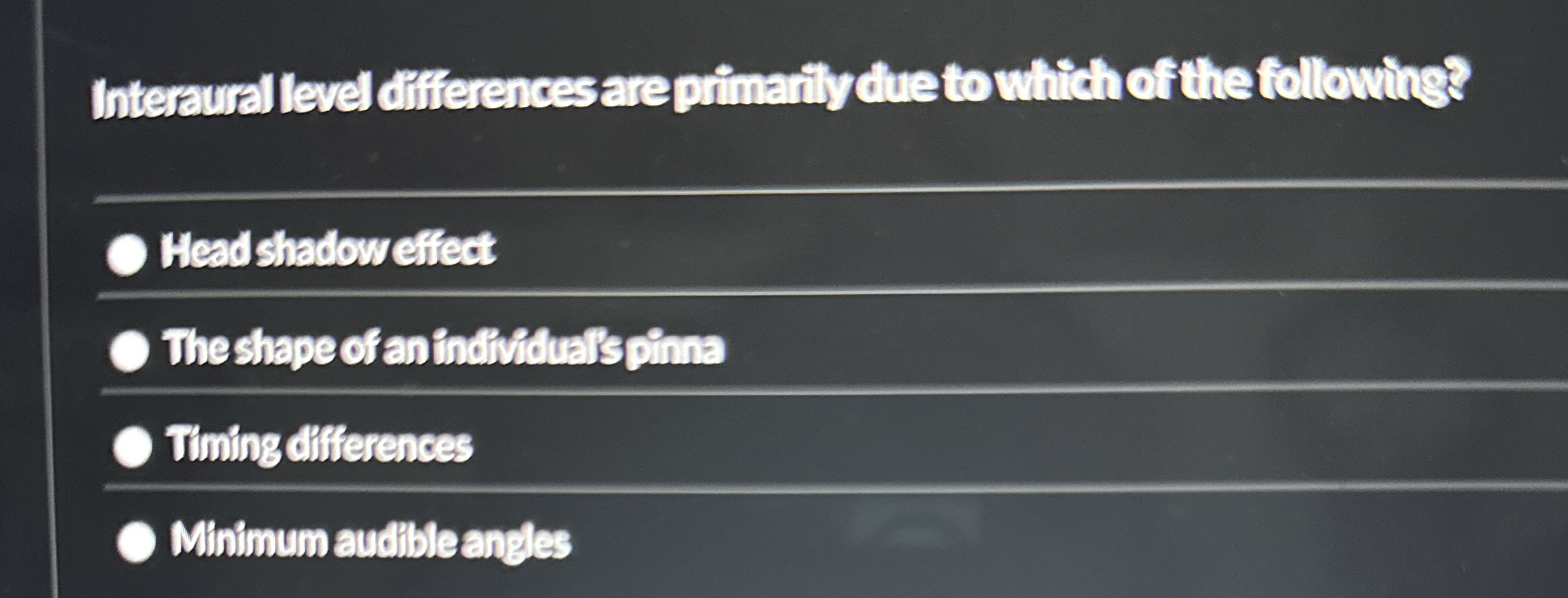 Interaural level differences are primarily due to