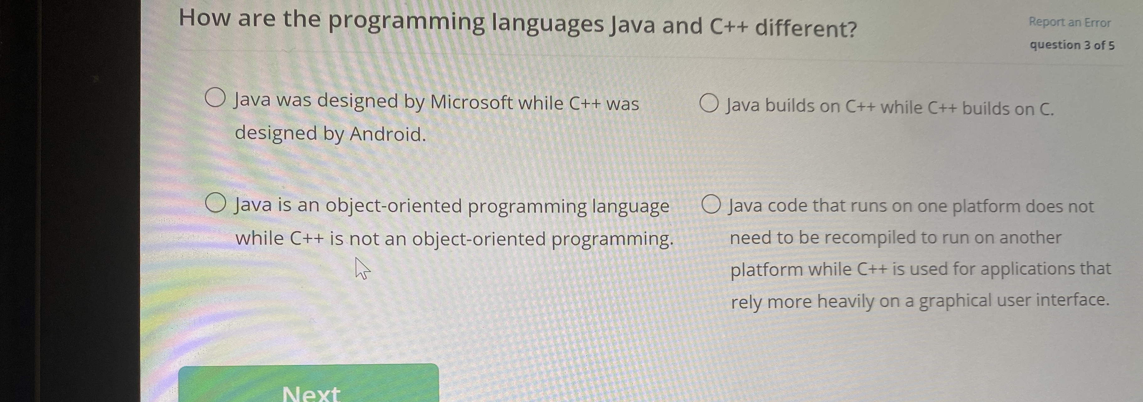 How are the programming languages Java and C + +