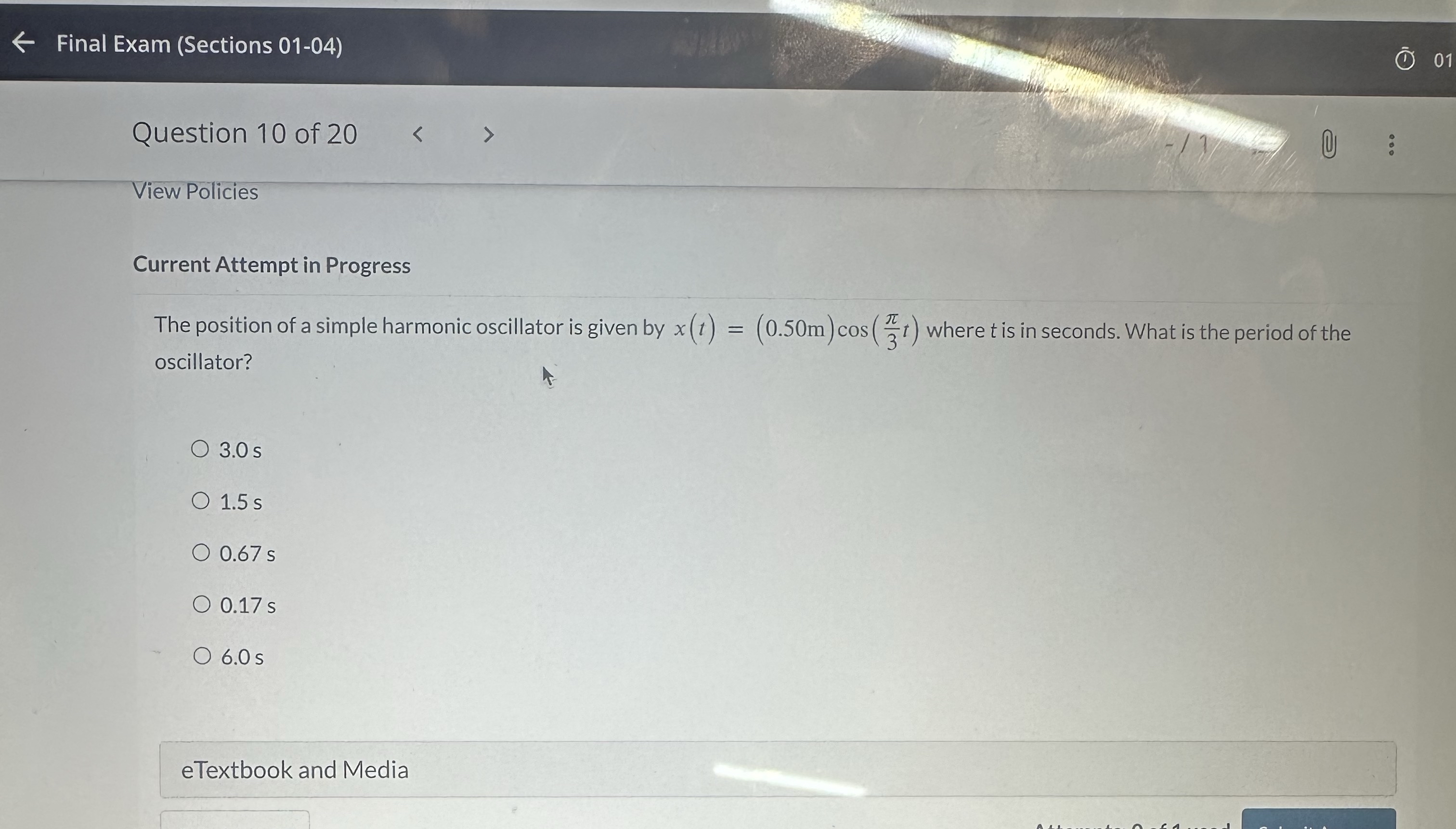 Final Exam ( Sections 0 1 - 0 4 ) Question 1 0 of