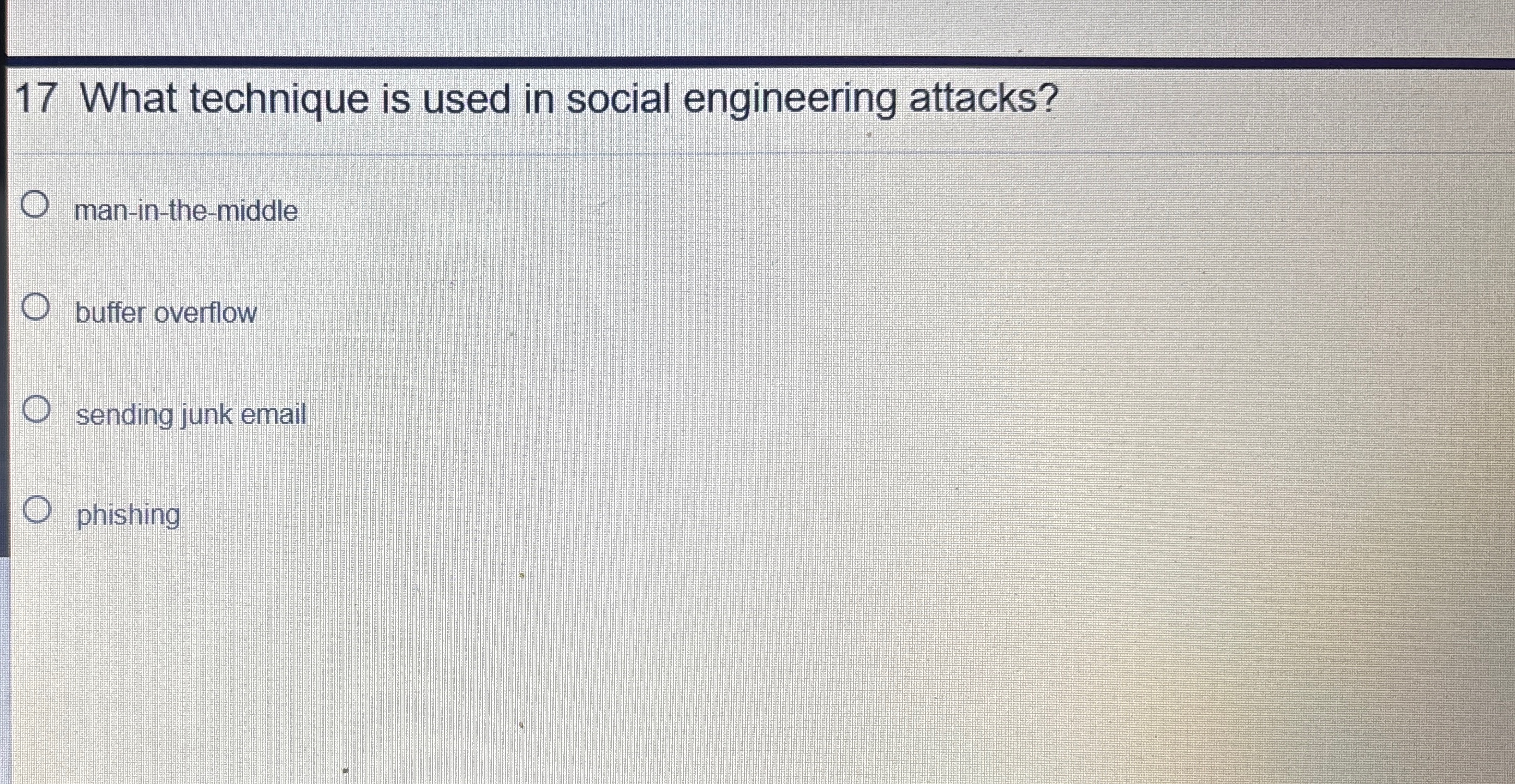 1 7 What technique is used in social engineering