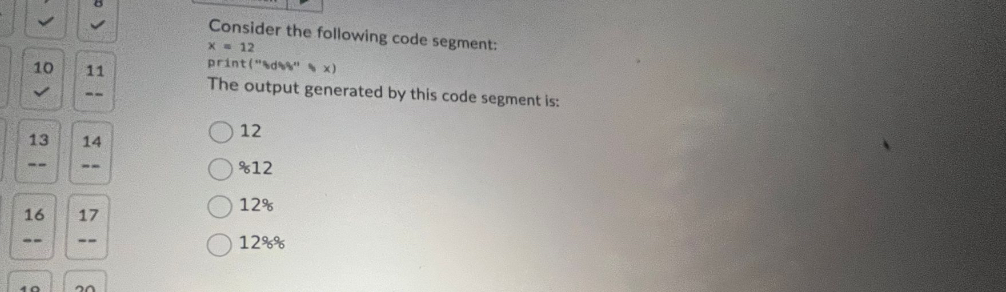 Consider the following code segment: x = 1 2