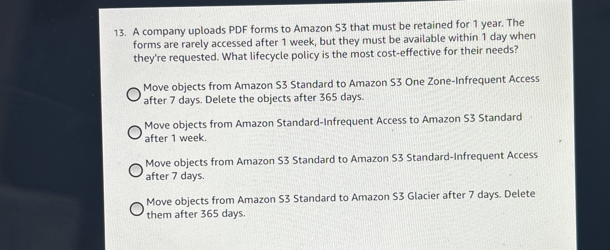 A company uploads PDF forms to Amazon $ 3 that