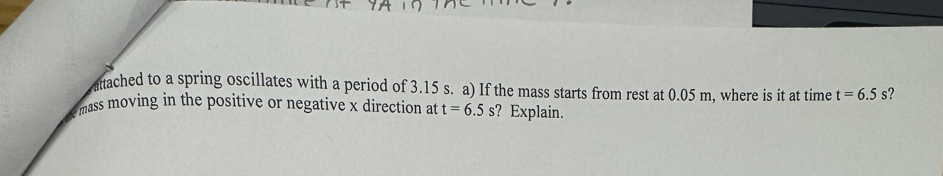 Aitached to a spring oscillates with a period of