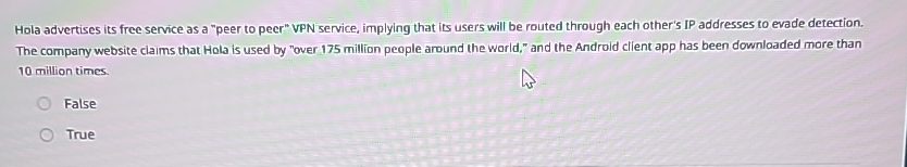 Hola advertises its free service as a "peer to