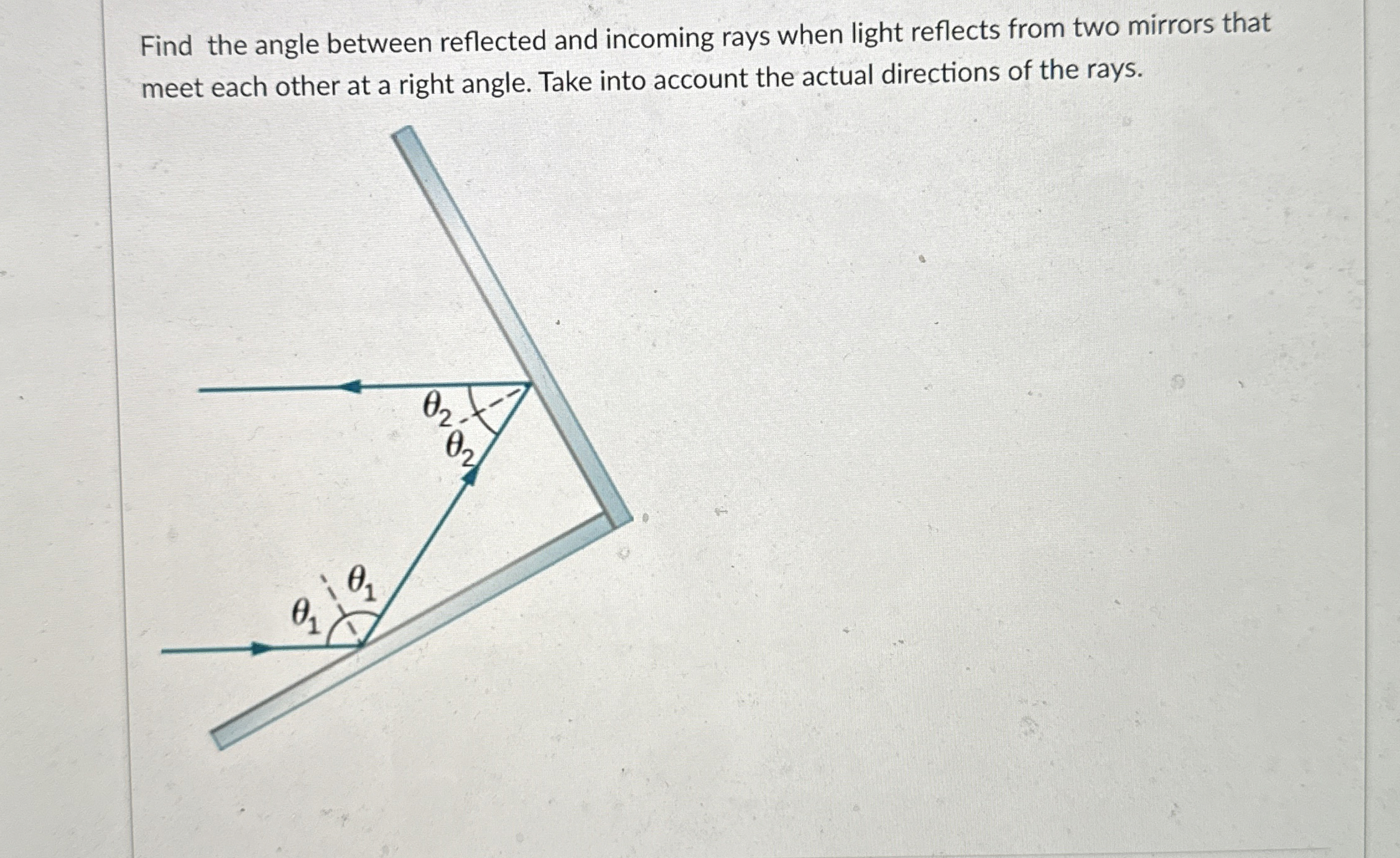 Find the angle between reflected and incoming
