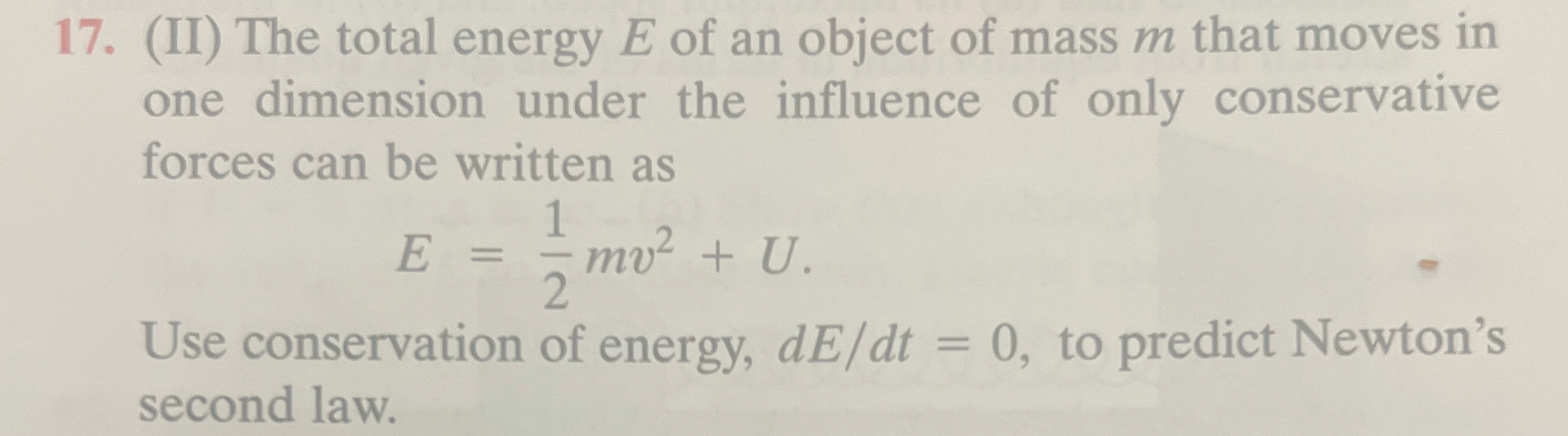 ( II ) The total energy E of an object of mass m