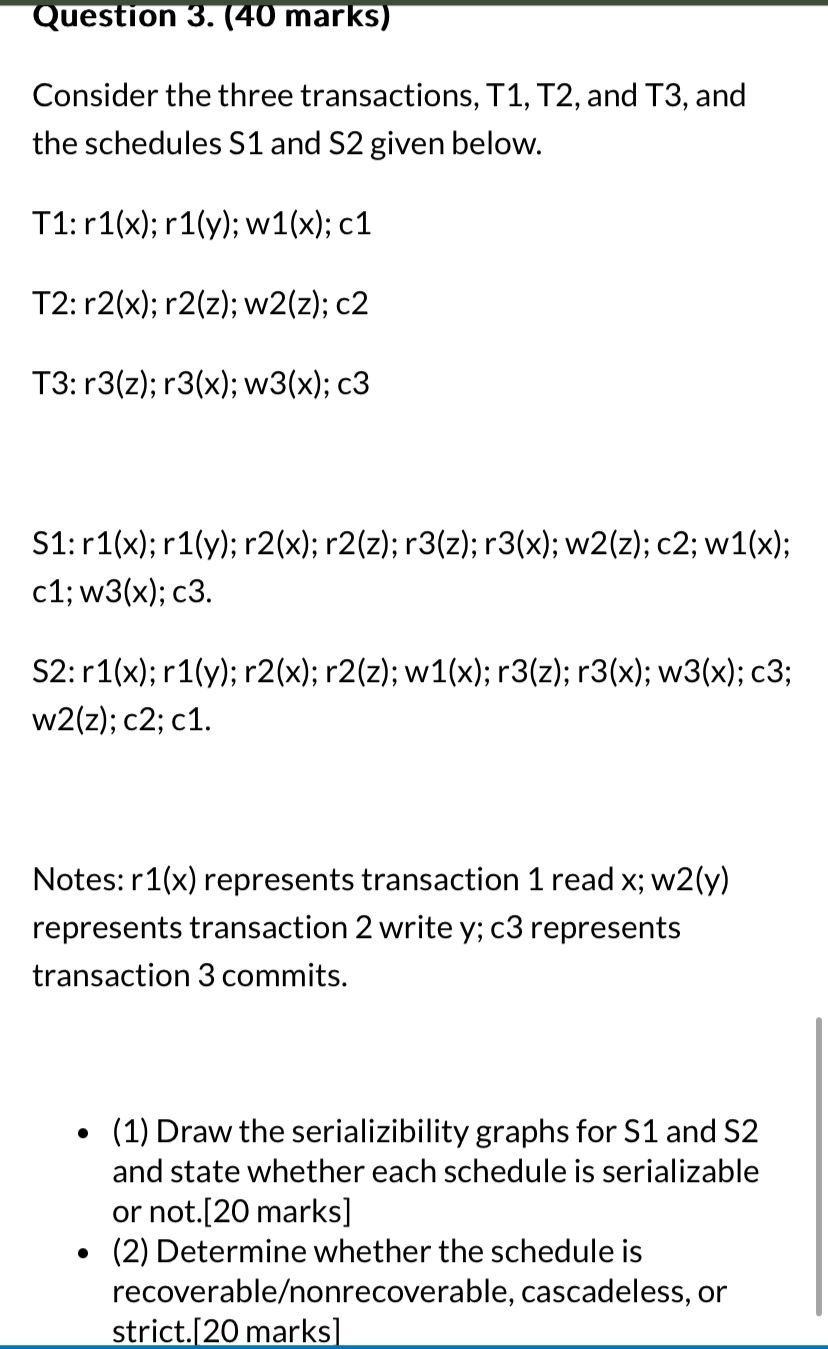 Question 3 . ( 4 0 marks ) Consider the three