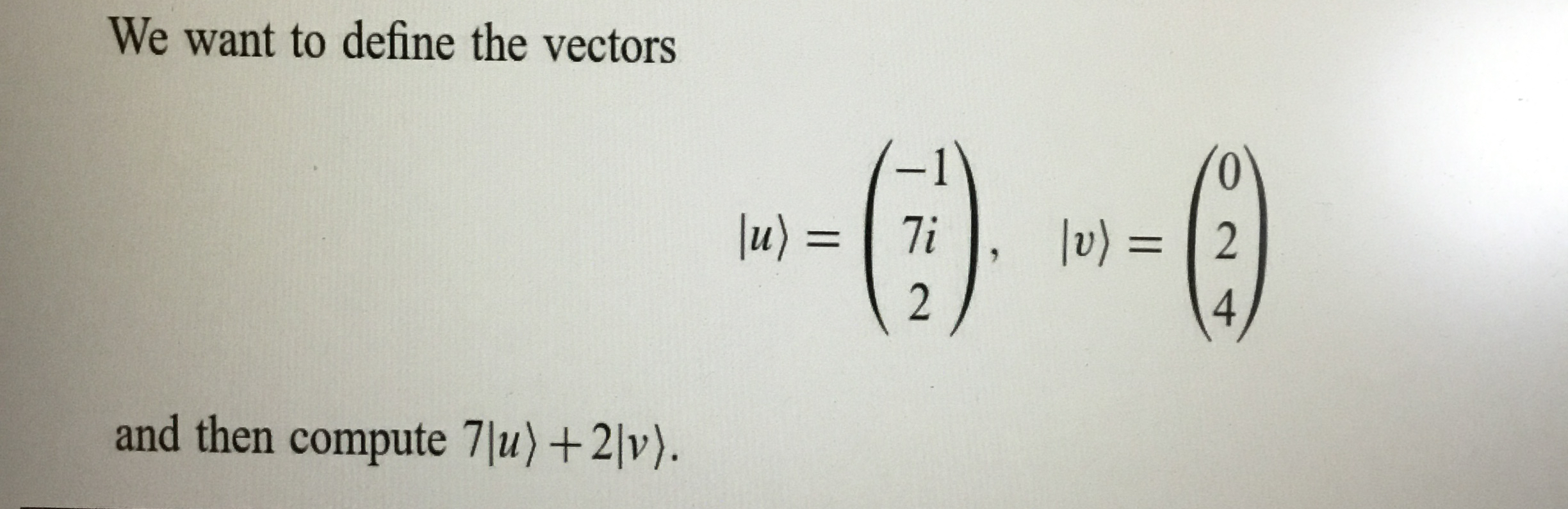 We want to define the vectors | u : | | and then