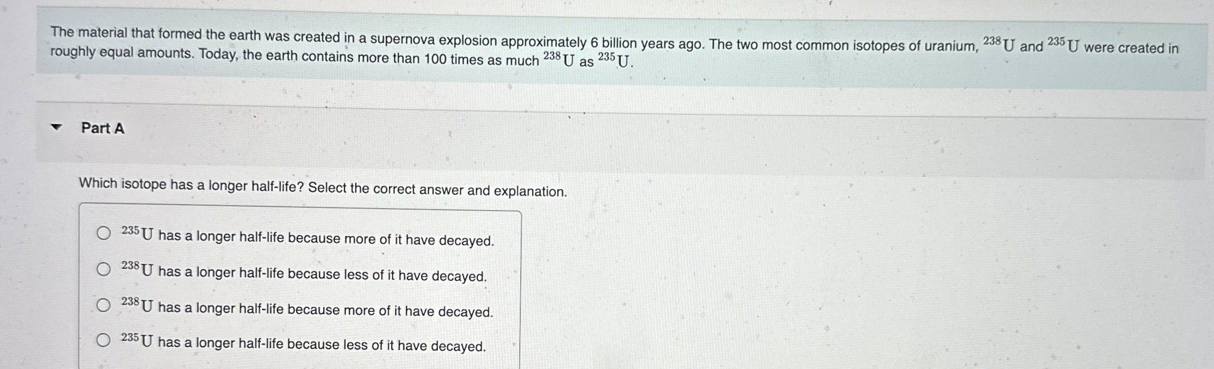The material that formed the earth was created in