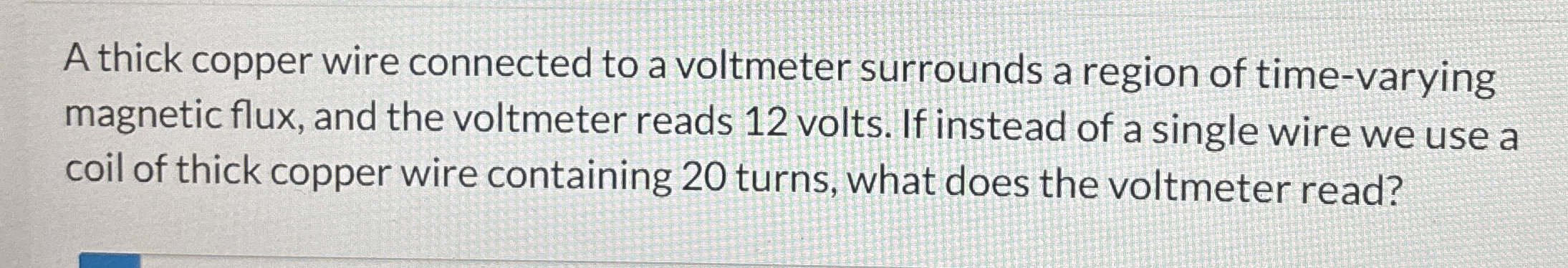 A thick copper wire connected to a voltmeter