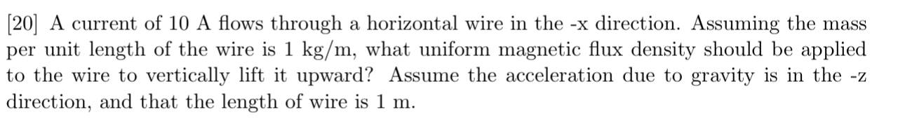 [ 2 0 ] A current of 1 0 A flows through a