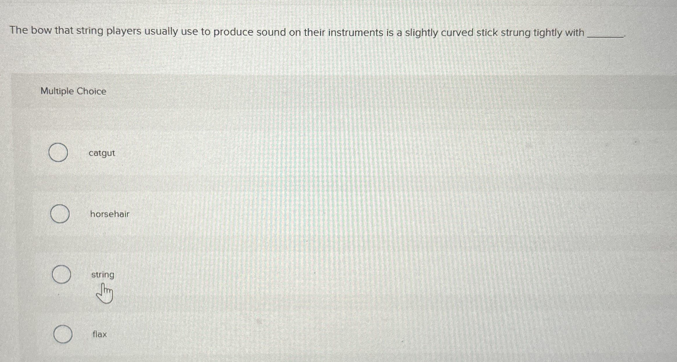 The bow that string players usually use to