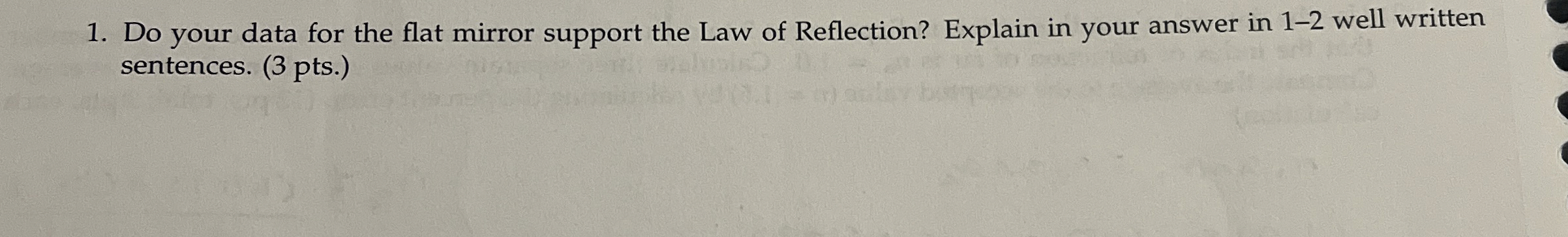 Do your data for the flat mirror support the Law