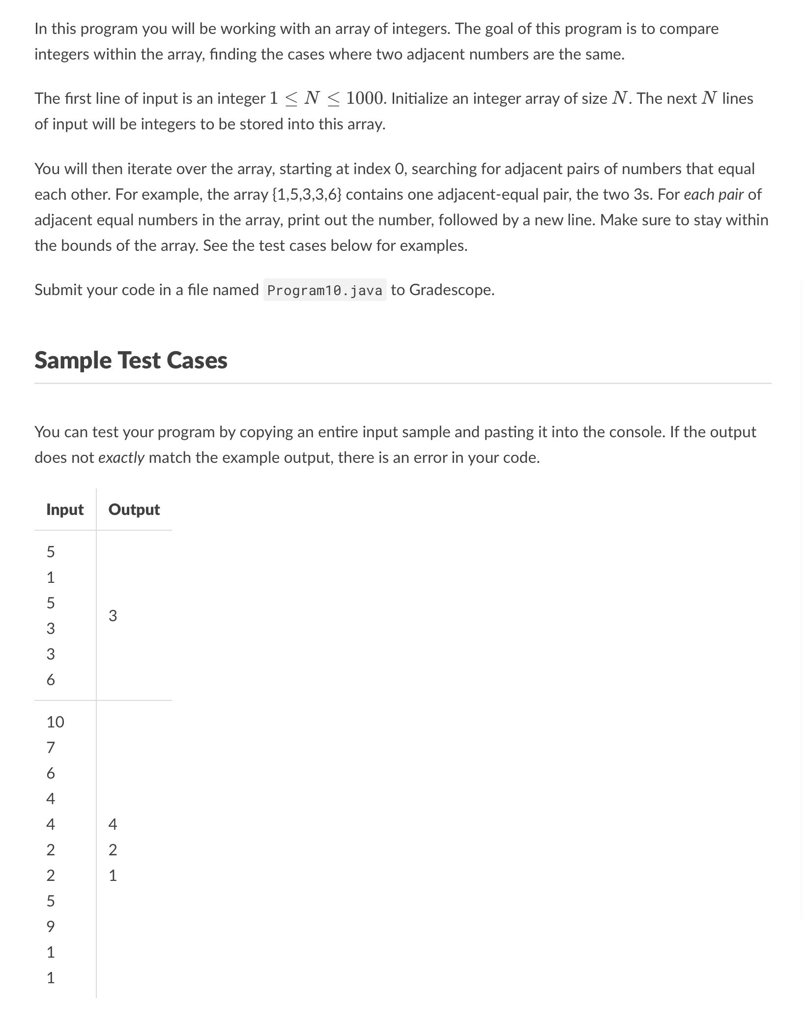 In this program you will be working with an array