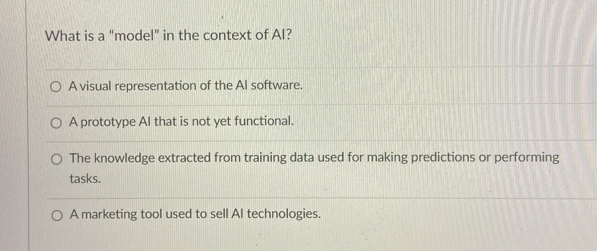 What is a "model" in the context of Al ? A visual