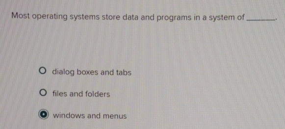 Most operating systems store data and programs in