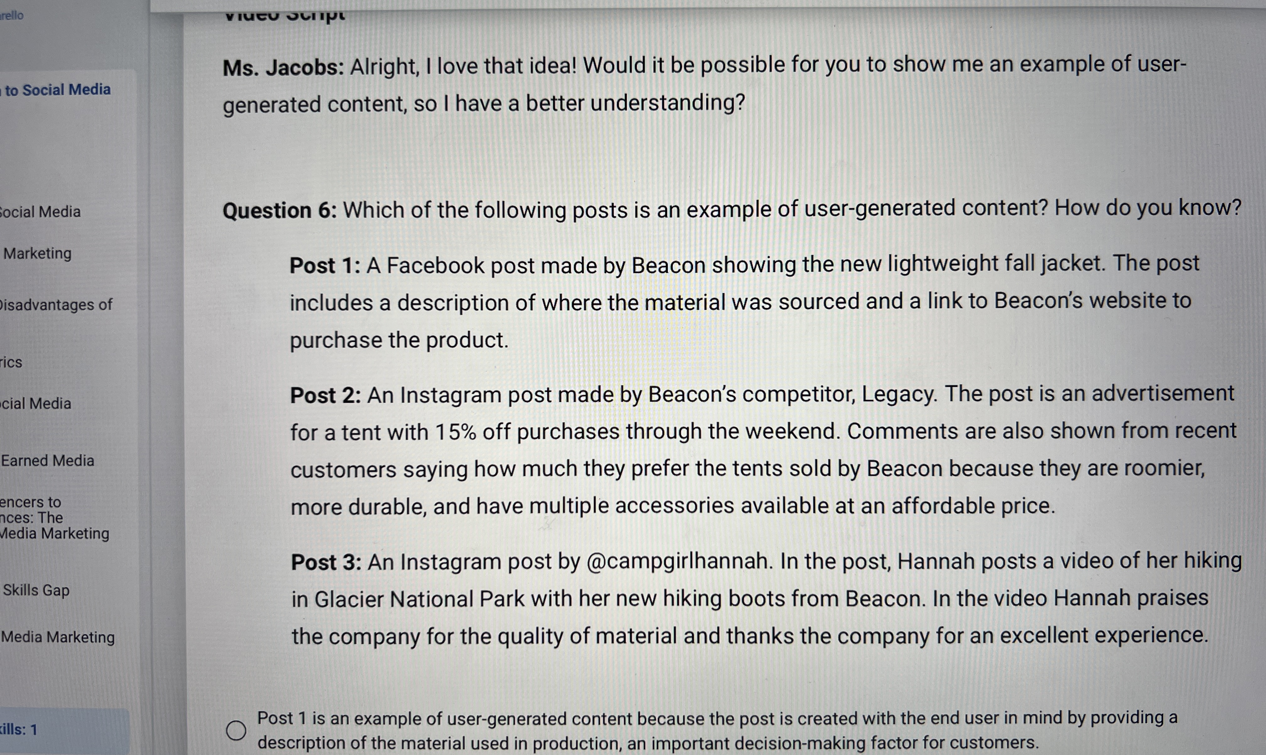 Question six: which of the following posts is an