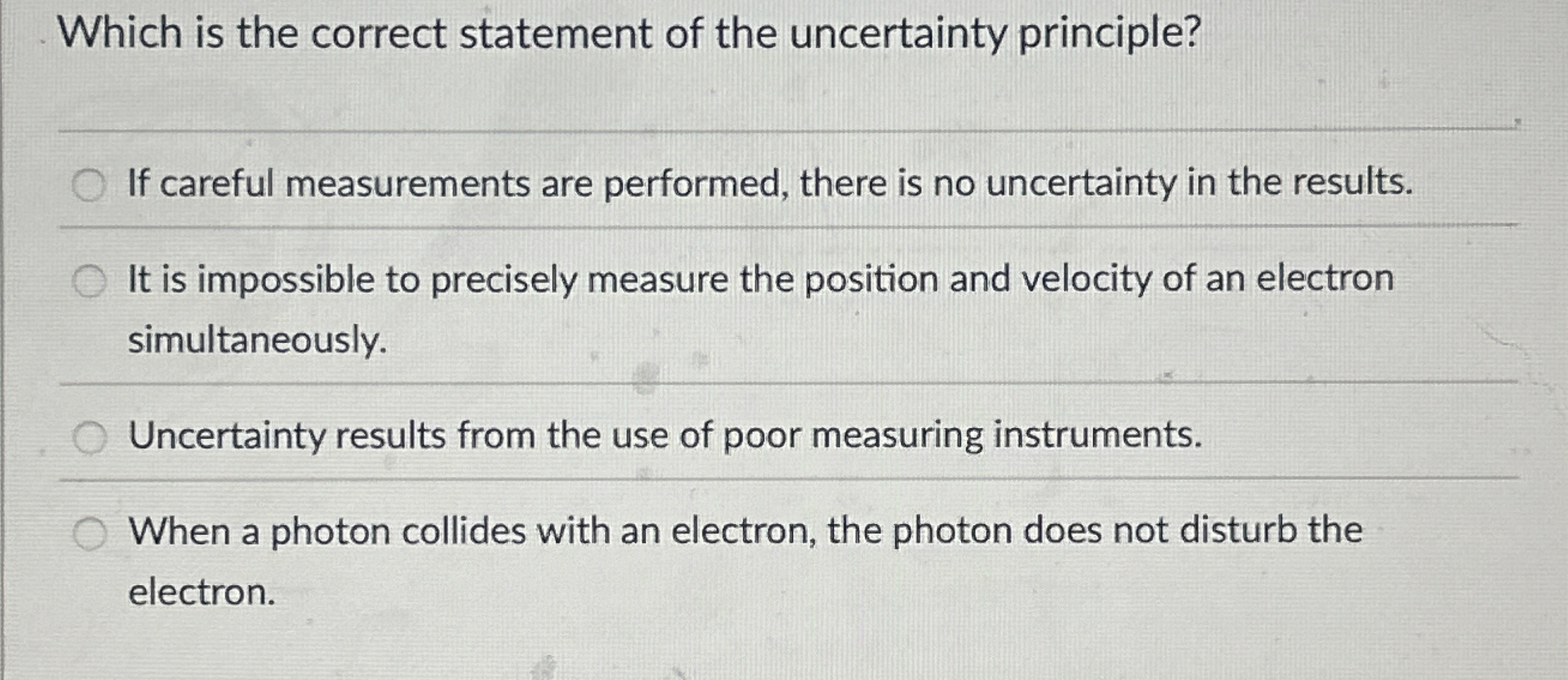 Which is the correct statement of the uncertainty