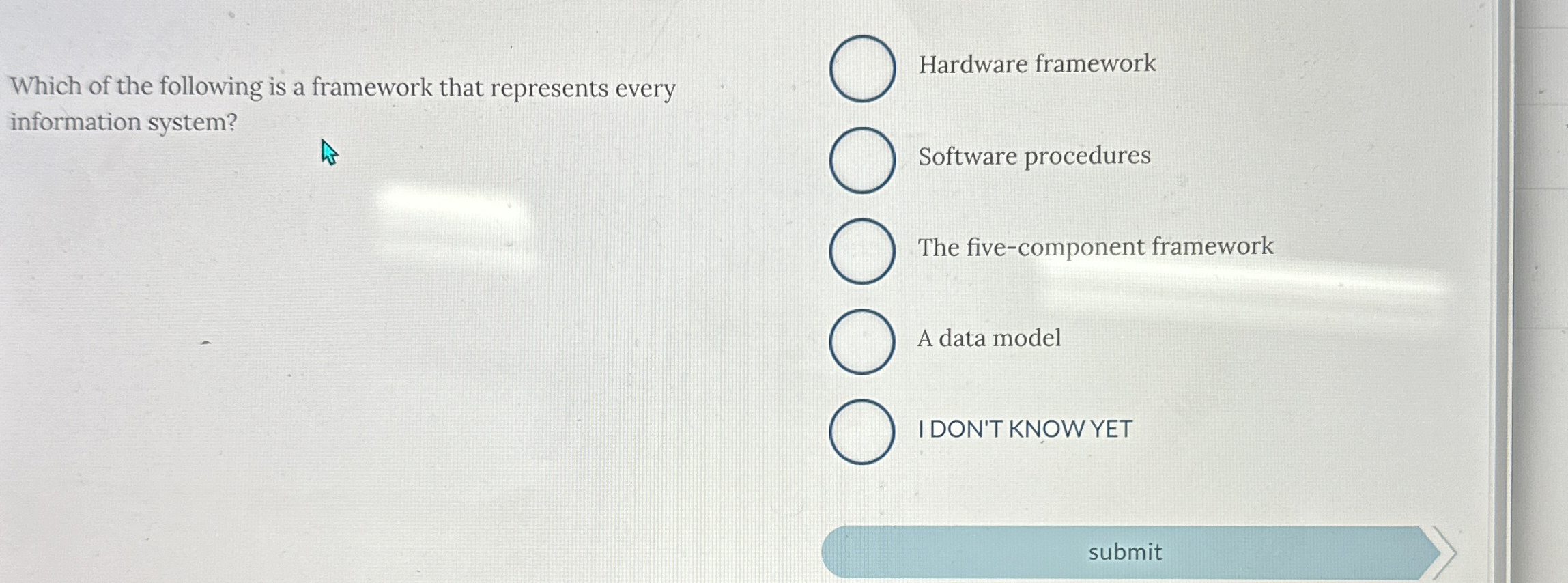 Hardware frameworkWhich of the following is a