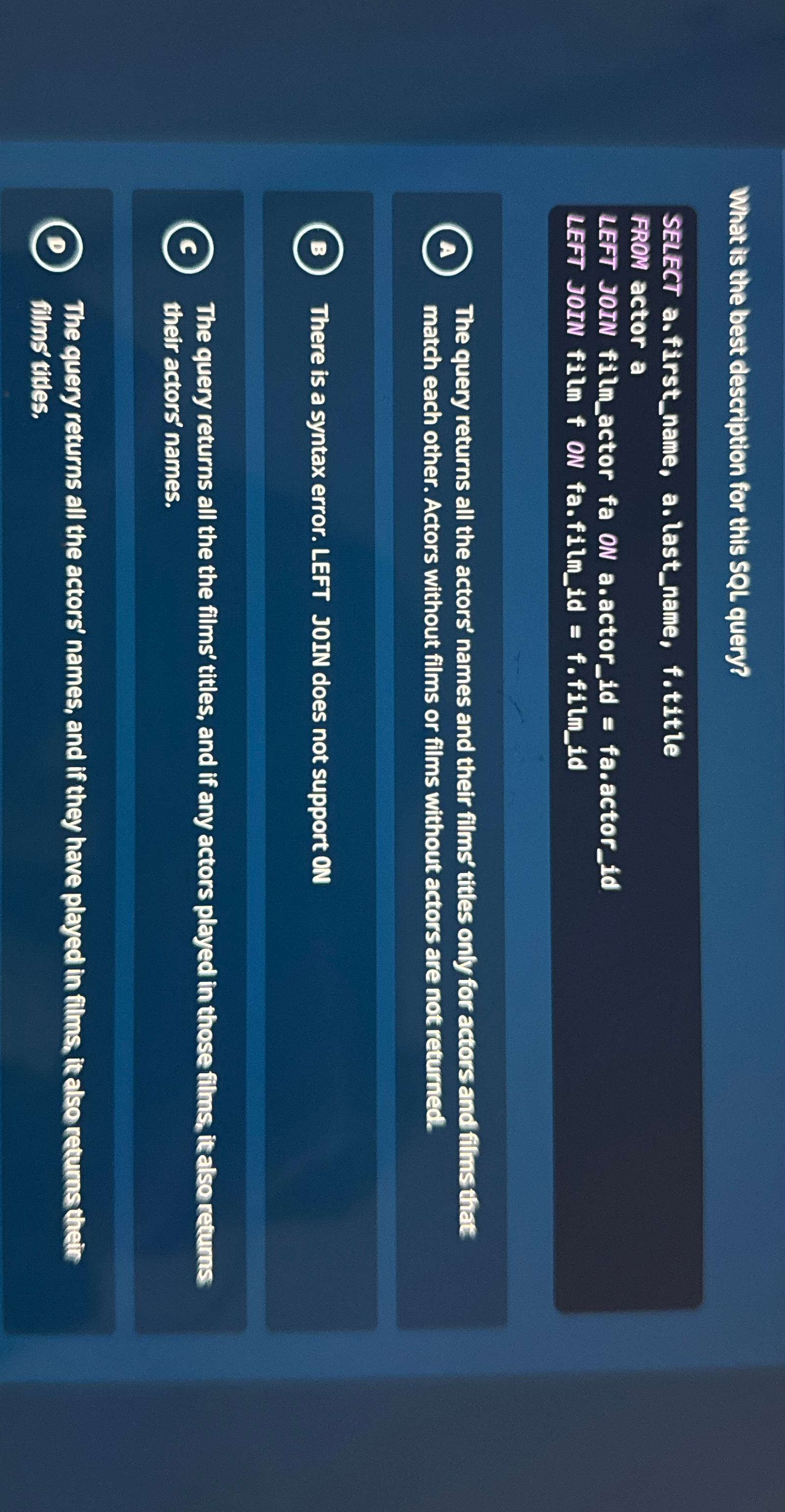 What is the best description for this SQL