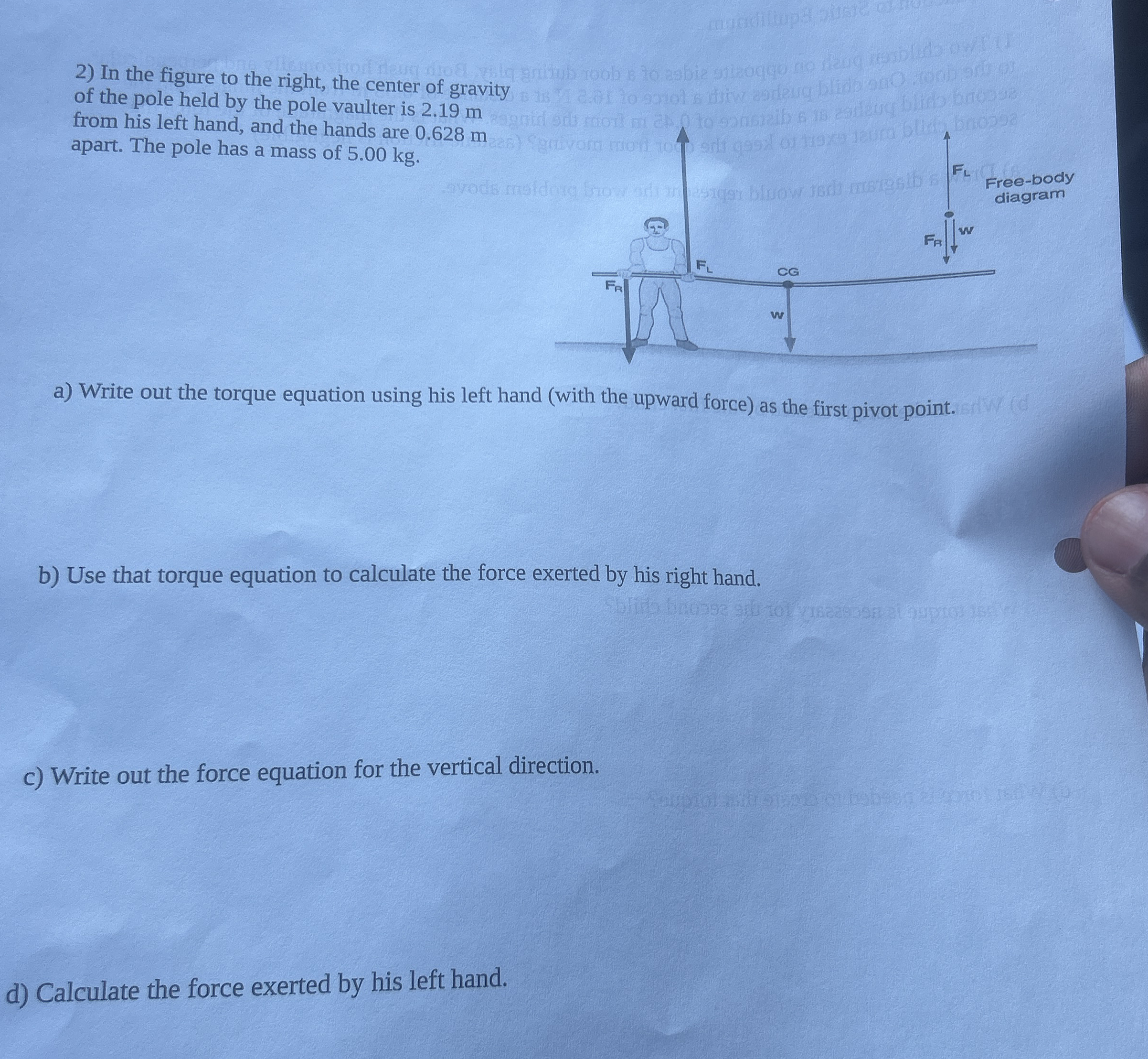 In the figure to the right, the center of gravity