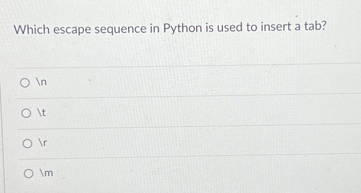 Which escape sequence in Python is used to insert