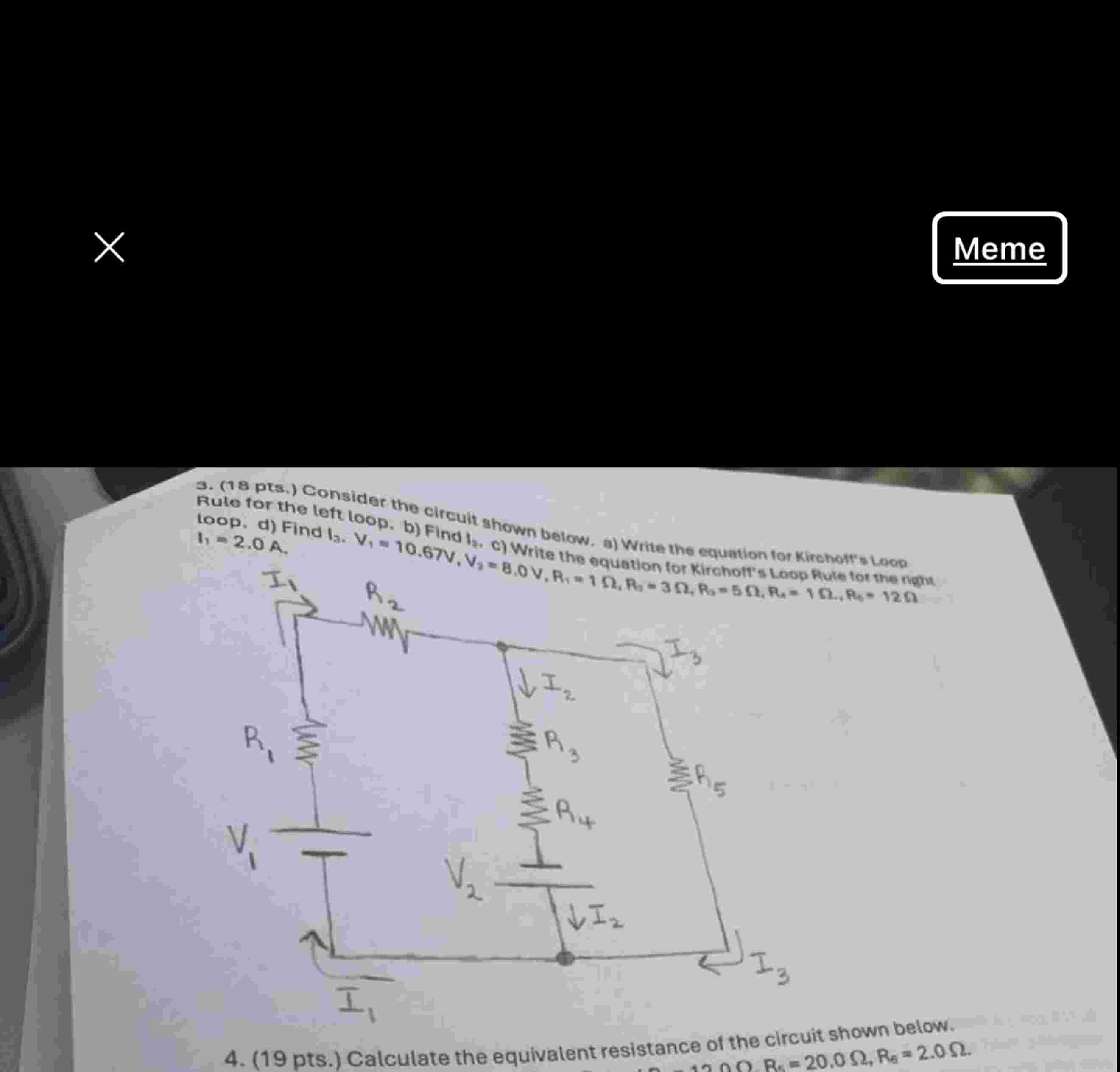 consider the circuit shown below. a ) write the