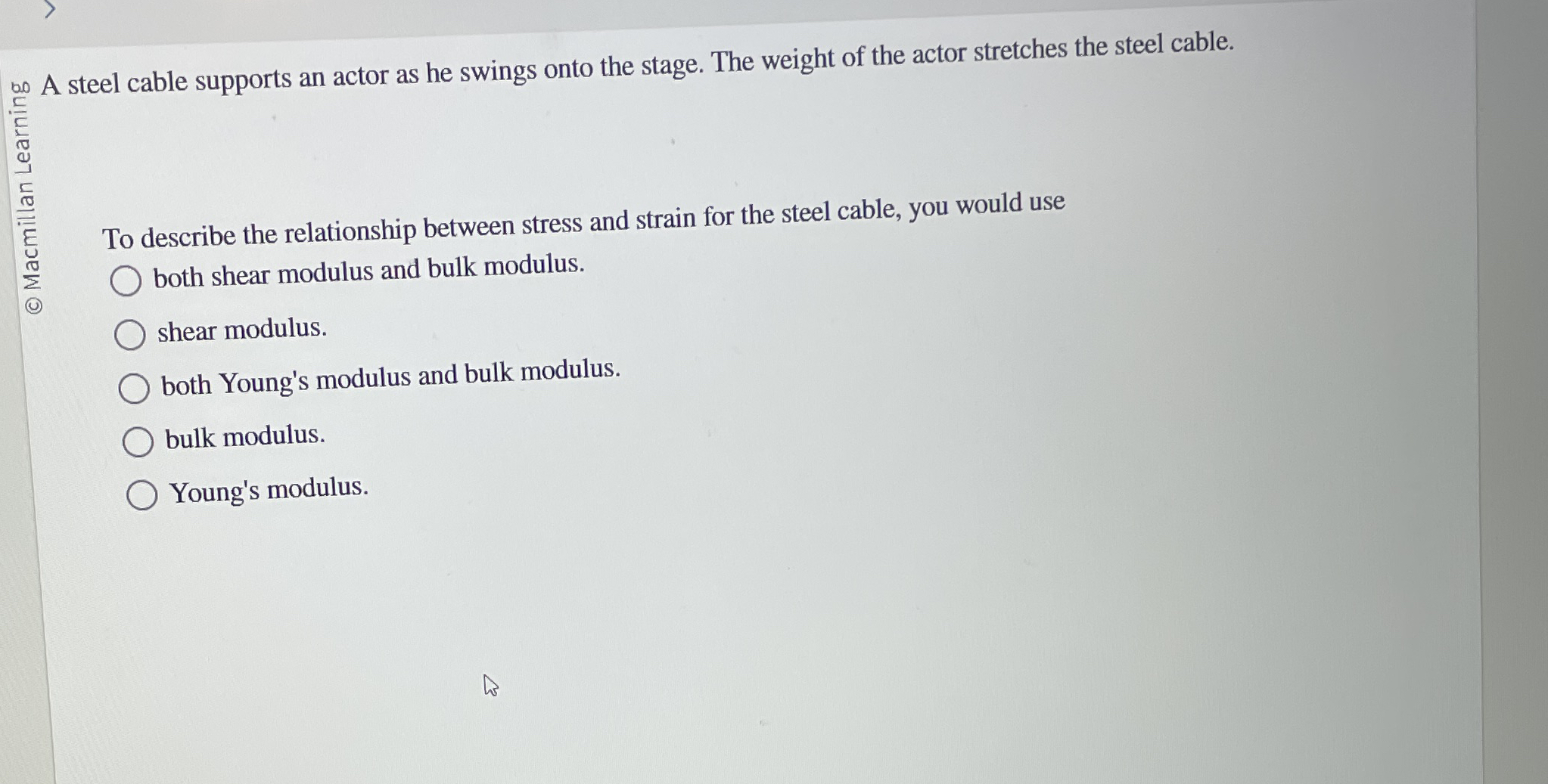 ? 5 0 0 A steel cable supports an actor as he