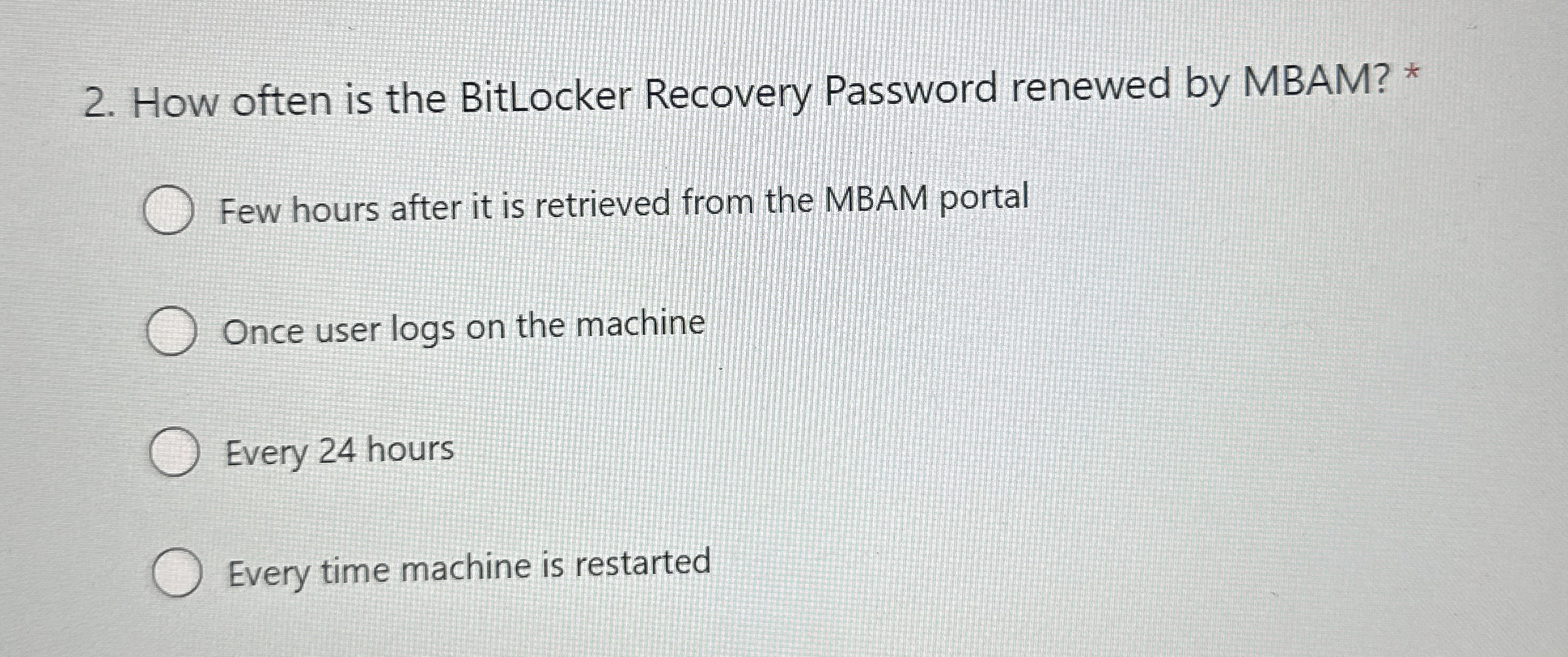 How often is the BitLocker Recovery Password