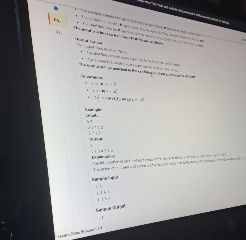 The third line consists M space separated