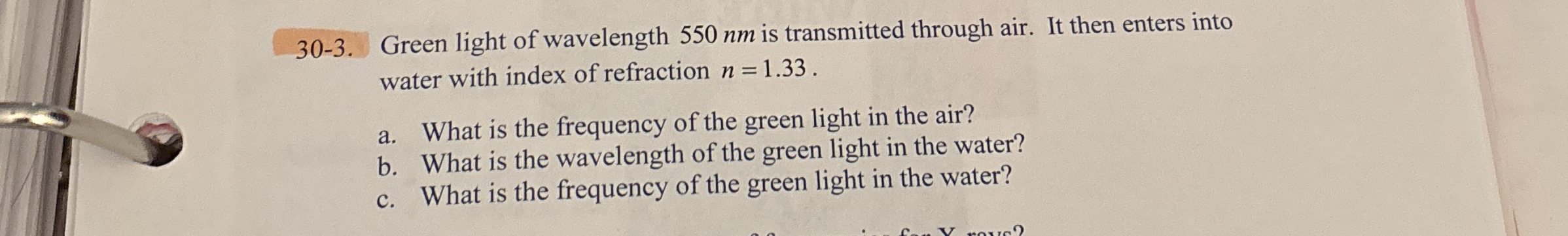 3 0 - 3 . Green light of wavelength 5 5 0 nm is