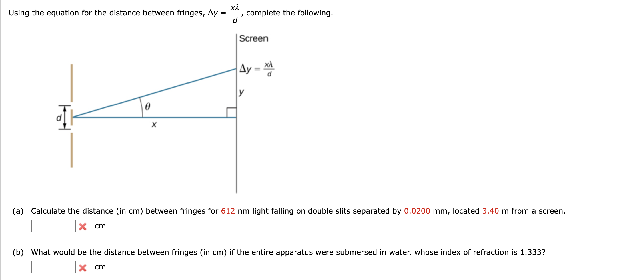 Using the equation for the distance between