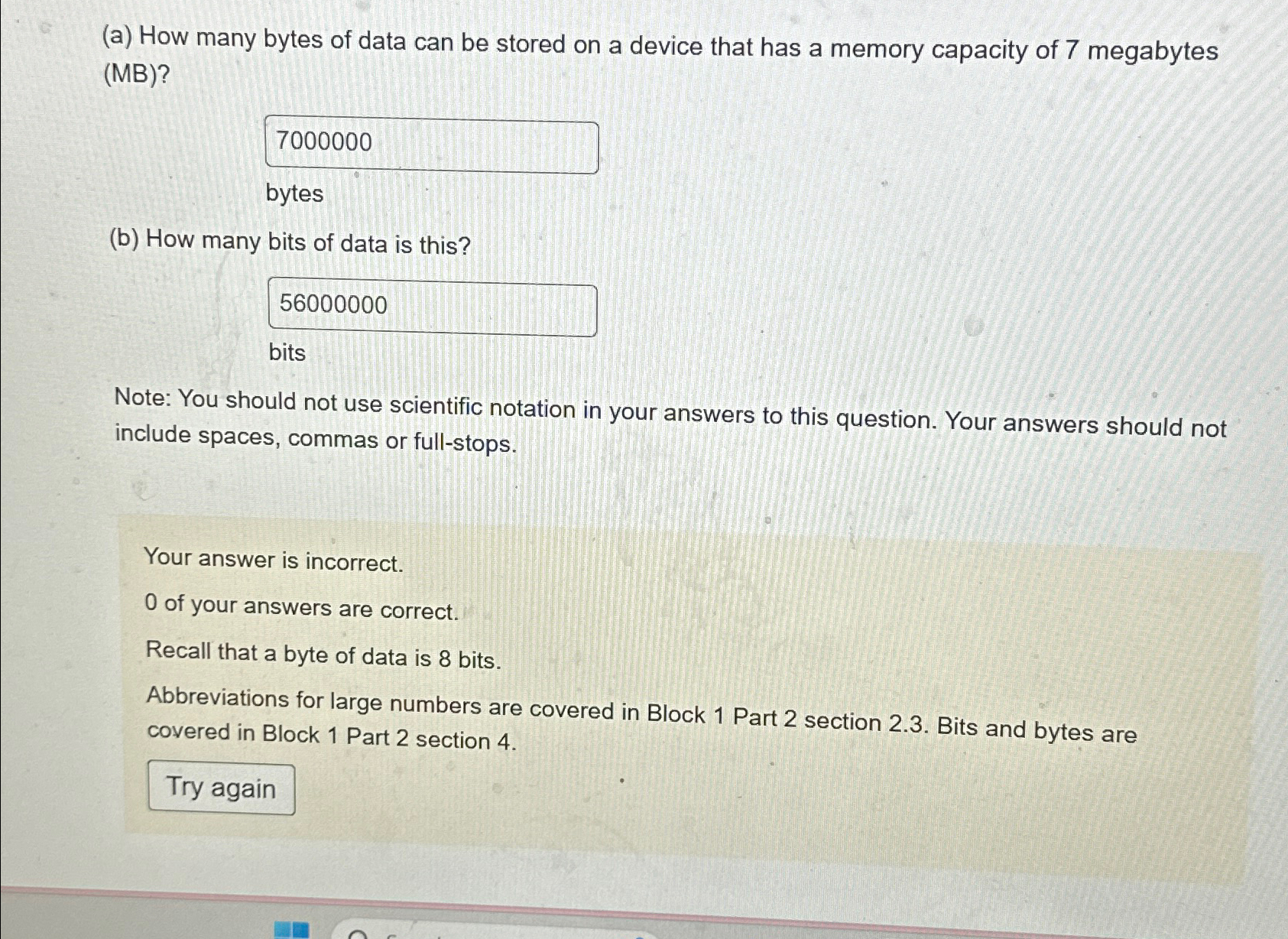 ( a ) How many bytes of data can be stored on a