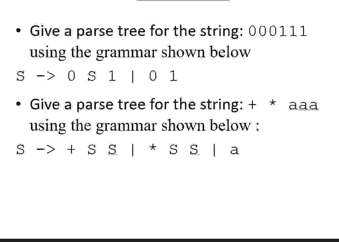 Give a parse tree for the string: 0 0 0 1 1 1
