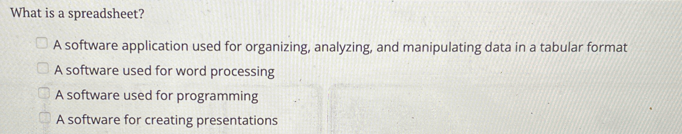 What is a spreadsheet? A software application