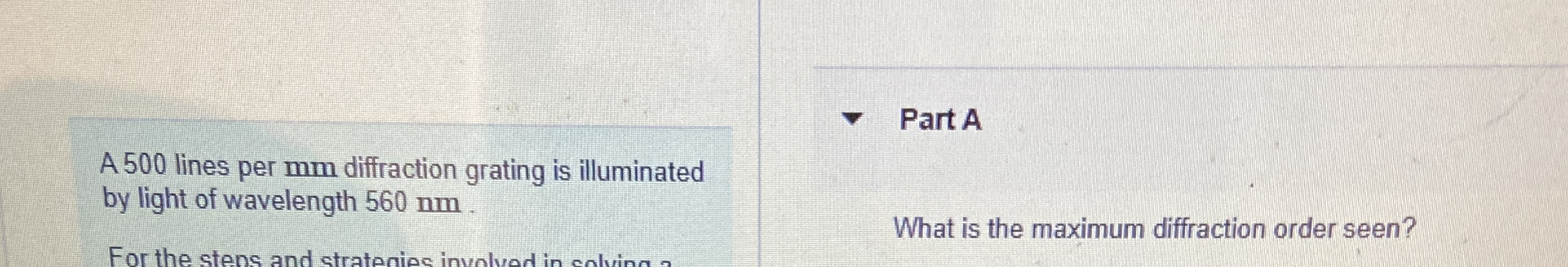 A 5 0 0 lines per mm diffraction grating is
