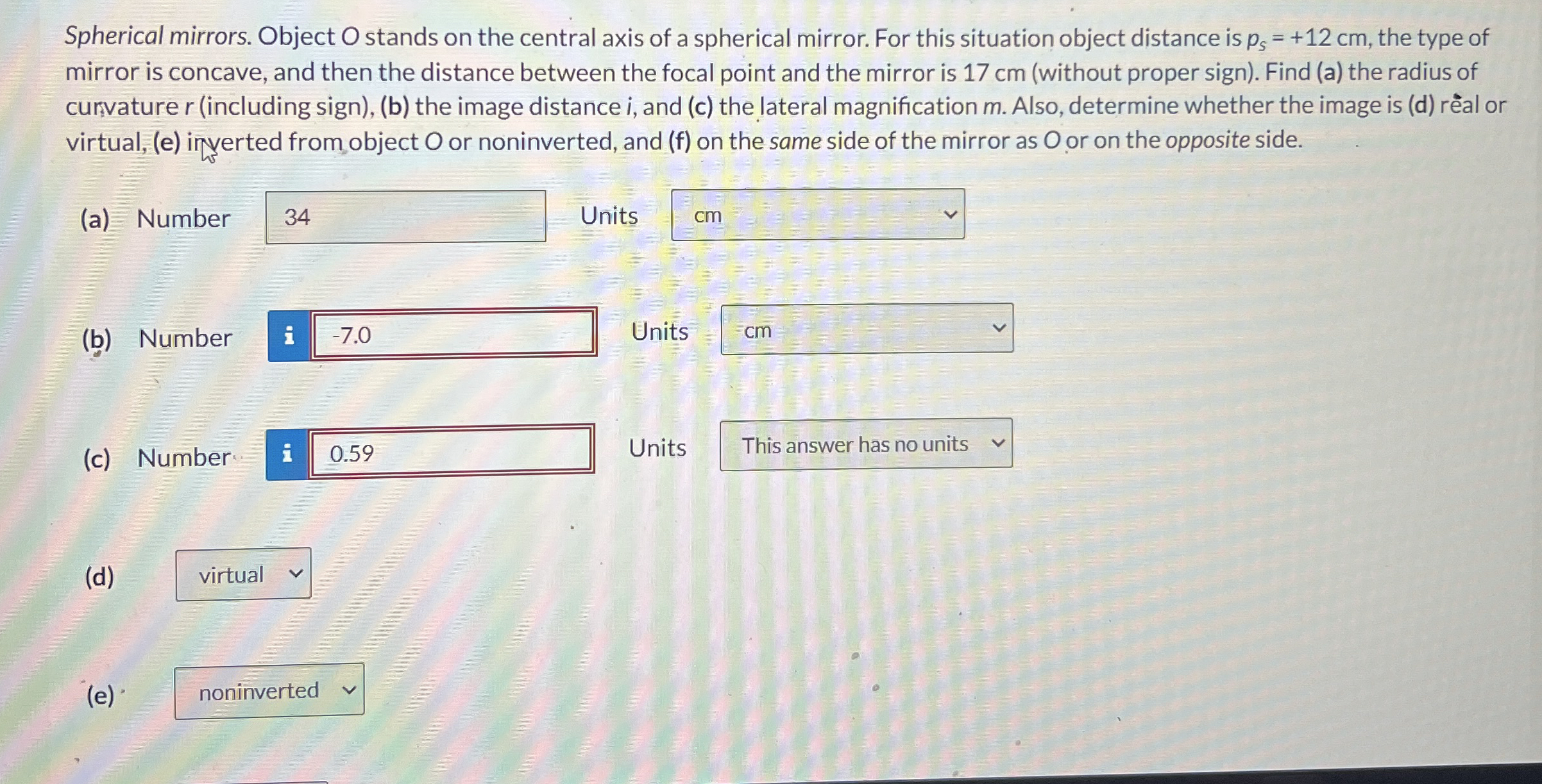 Spherical mirrors. Object O stands on the central