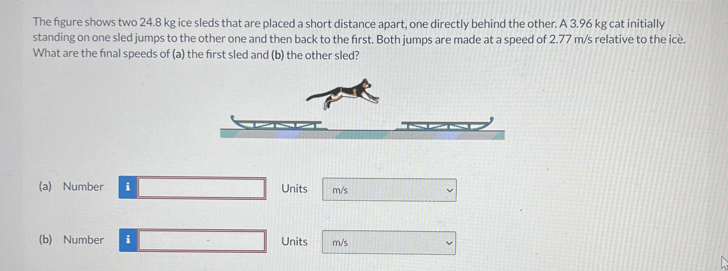 The figure shows two 2 4 . 8 kg ice sleds that