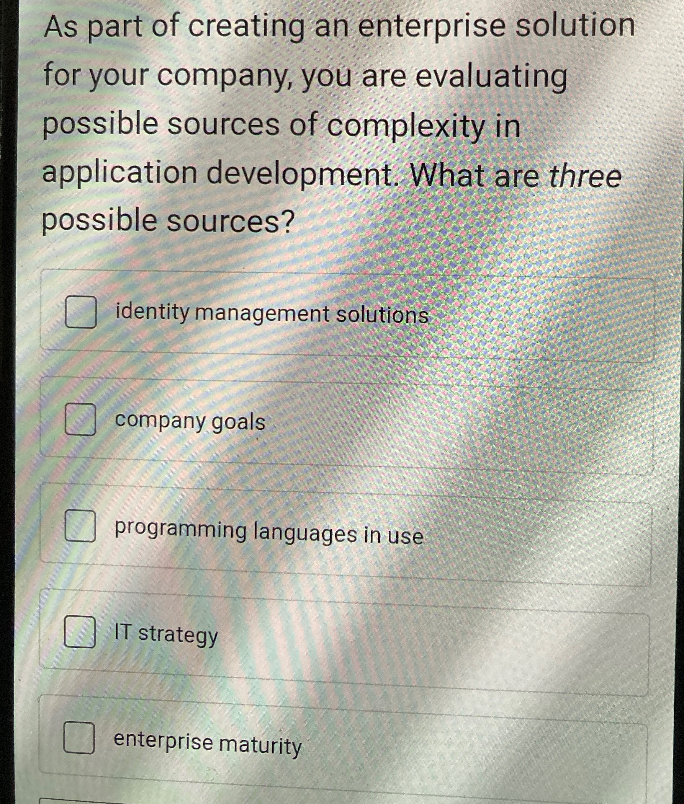 As part of creating an enterprise solution for
