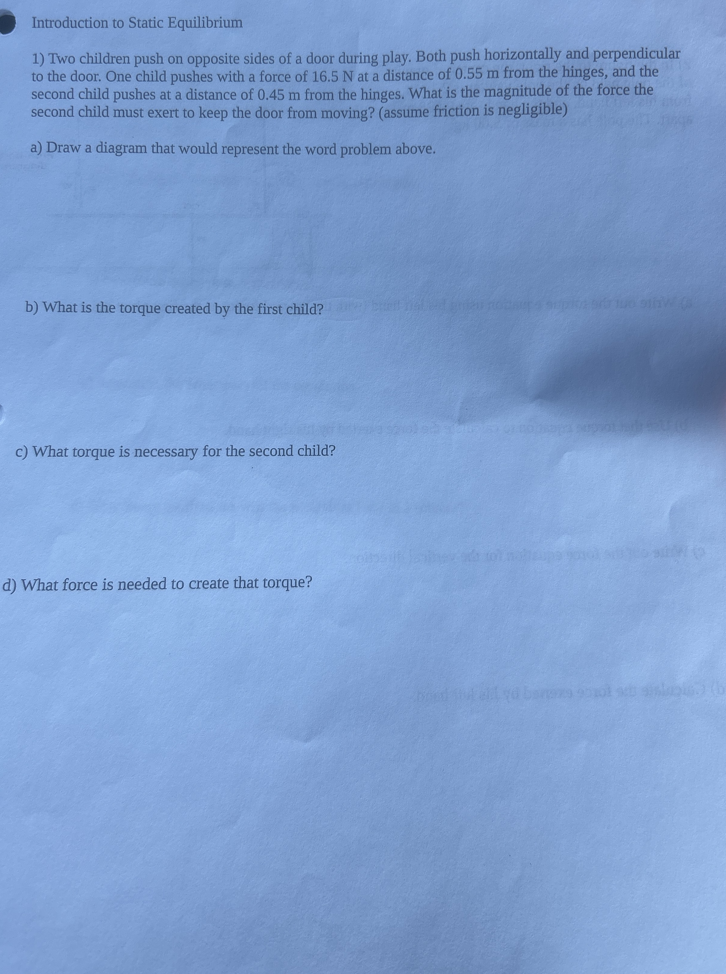 Introduction to Static Equilibrium Two children