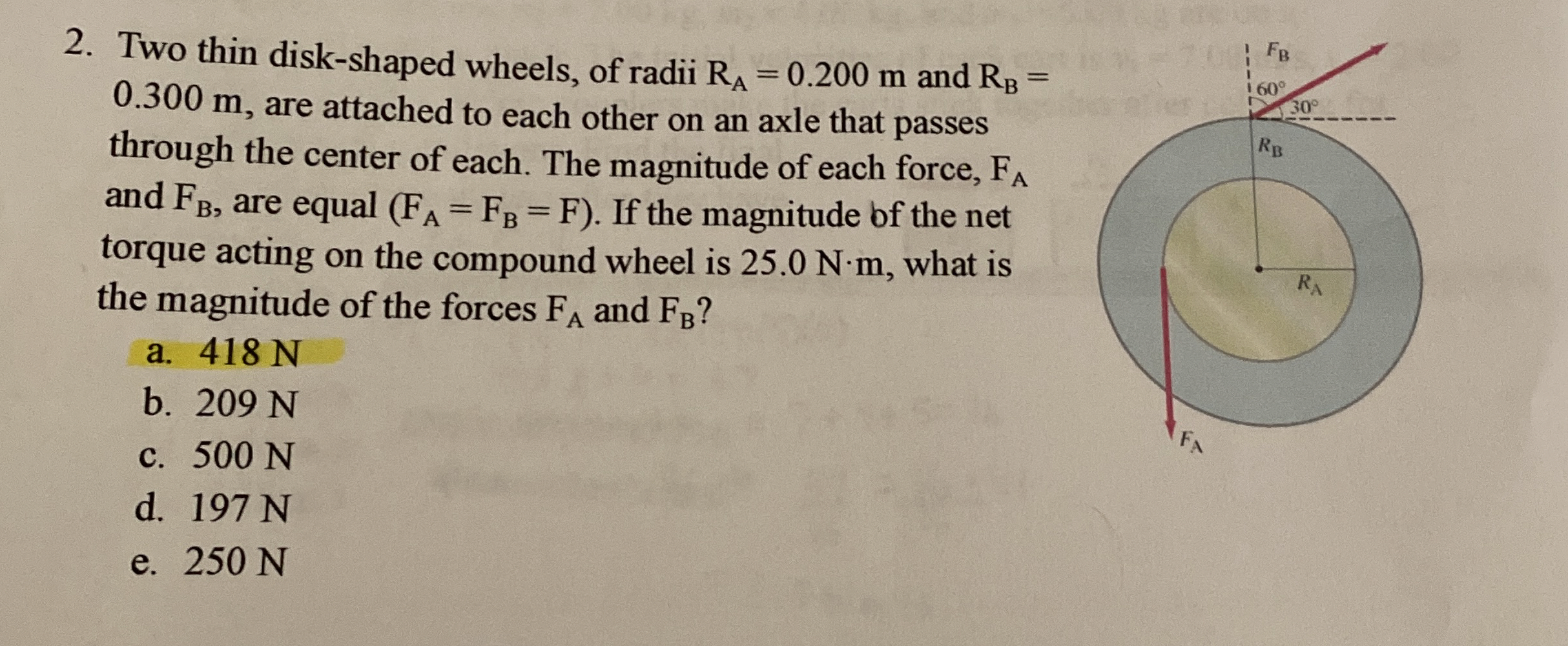 Two thin disk - shaped wheels, of radii R A = 0 .